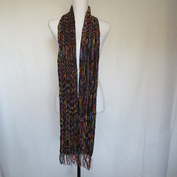 Handwoven by Mary Jane Roddy Multicolored Women’s Long Scarf With Fringe - Picture 1 of 8